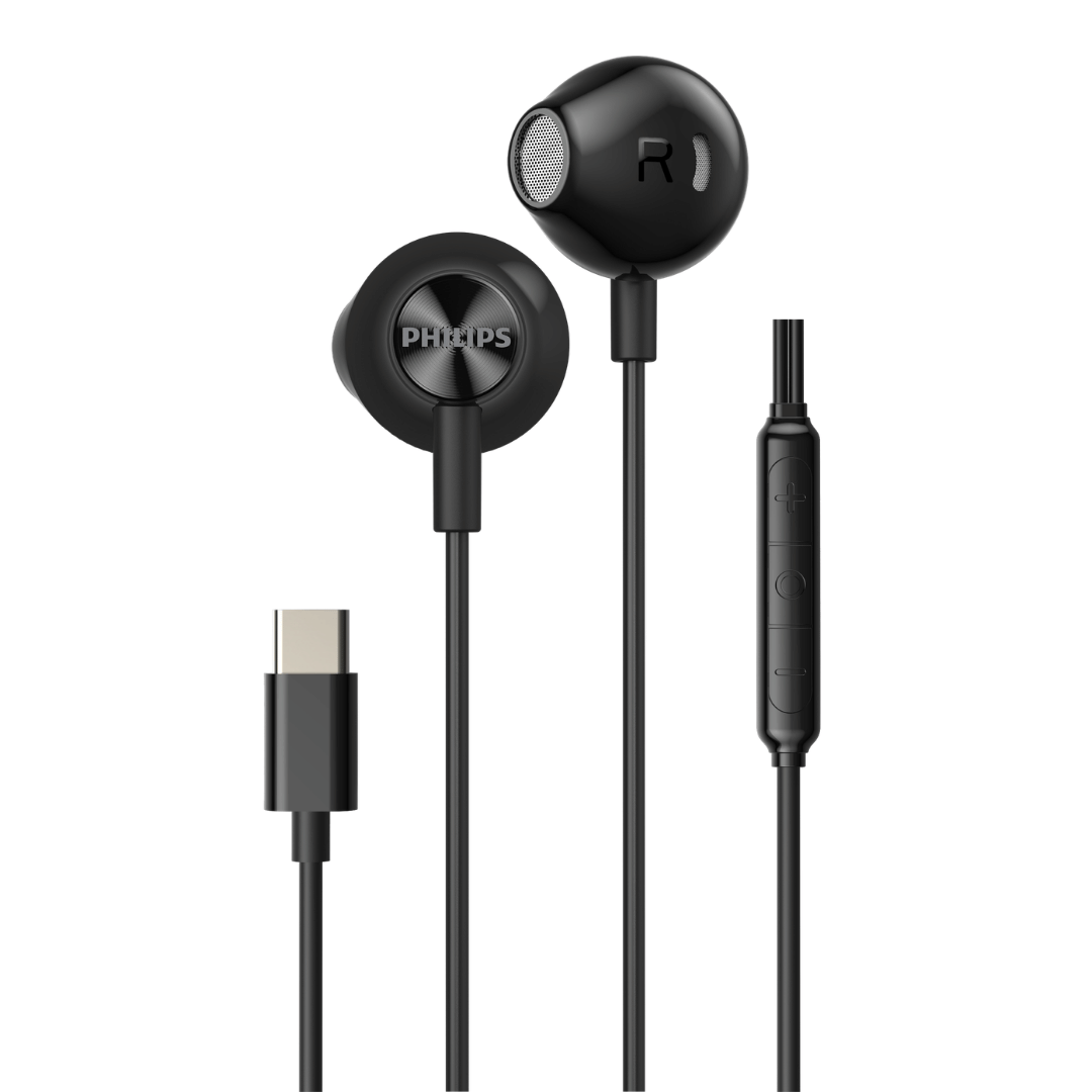 หูฟัง PHILIPS TAE2000 แบบมีสาย พอร์ต TYPE-C มีไมโครโฟนในตัว สีดำ